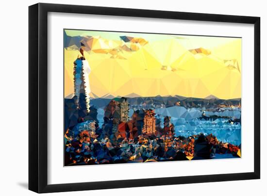 Low Poly New York Art - New York at Dusk-Philippe Hugonnard-Framed Art Print