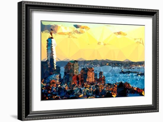 Low Poly New York Art - New York at Dusk-Philippe Hugonnard-Framed Art Print