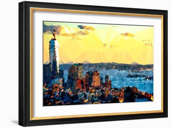 Low Poly New York Art - New York at Dusk-Philippe Hugonnard-Framed Art Print