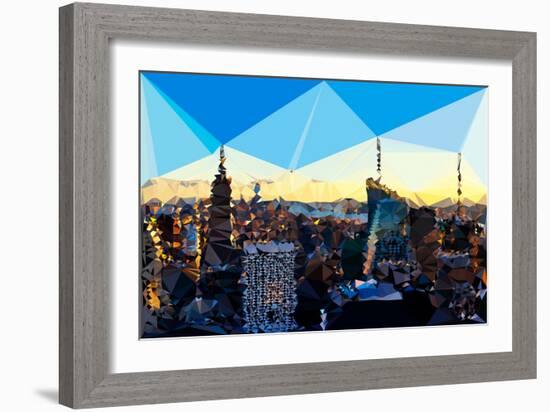 Low Poly New York Art - New York Skyline at Sunset-Philippe Hugonnard-Framed Art Print