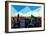 Low Poly New York Art - New York Skyline at Sunset-Philippe Hugonnard-Framed Art Print