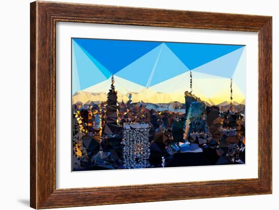 Low Poly New York Art - New York Skyline at Sunset-Philippe Hugonnard-Framed Art Print