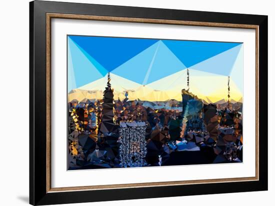 Low Poly New York Art - New York Skyline at Sunset-Philippe Hugonnard-Framed Art Print