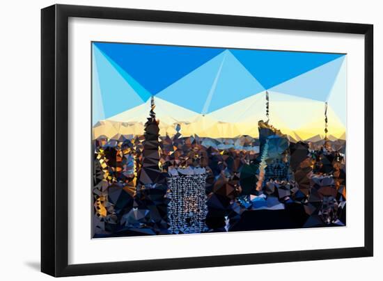 Low Poly New York Art - New York Skyline at Sunset-Philippe Hugonnard-Framed Art Print