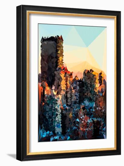 Low Poly New York Art - New York Sunset Pastel II-Philippe Hugonnard-Framed Art Print