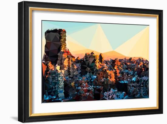 Low Poly New York Art - New York Sunset Pastel-Philippe Hugonnard-Framed Art Print