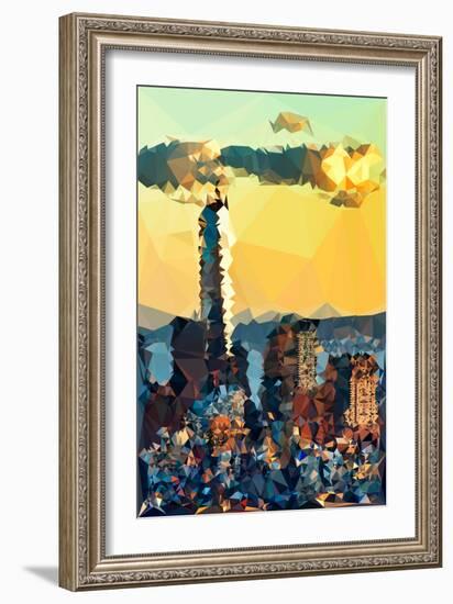 Low Poly New York Art - One World Trade Center Sunset II-Philippe Hugonnard-Framed Art Print