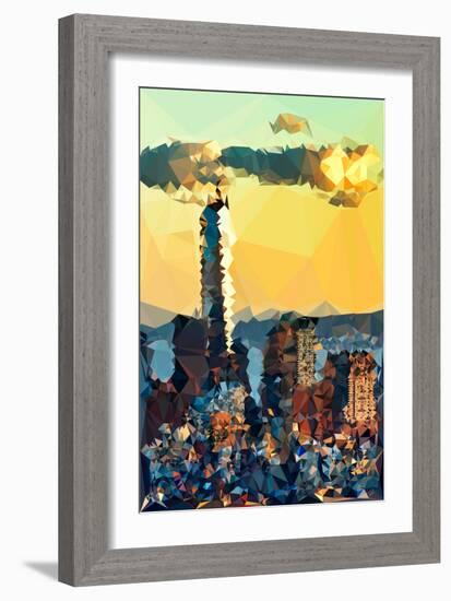 Low Poly New York Art - One World Trade Center Sunset II-Philippe Hugonnard-Framed Art Print