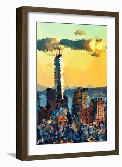 Low Poly New York Art - One World Trade Center Sunset II-Philippe Hugonnard-Framed Art Print