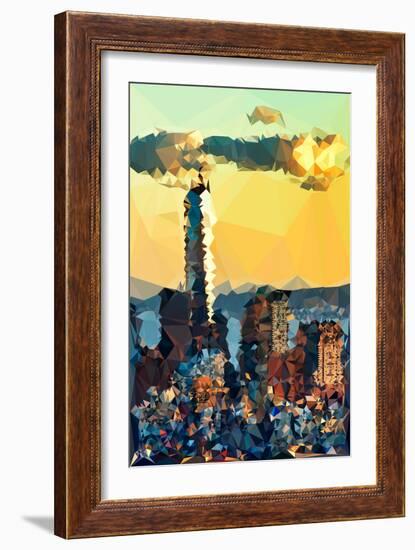 Low Poly New York Art - One World Trade Center Sunset II-Philippe Hugonnard-Framed Art Print