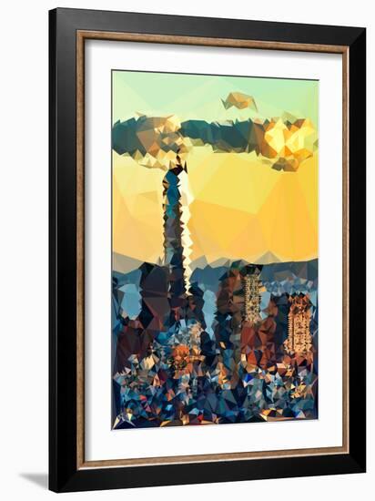 Low Poly New York Art - One World Trade Center Sunset II-Philippe Hugonnard-Framed Art Print