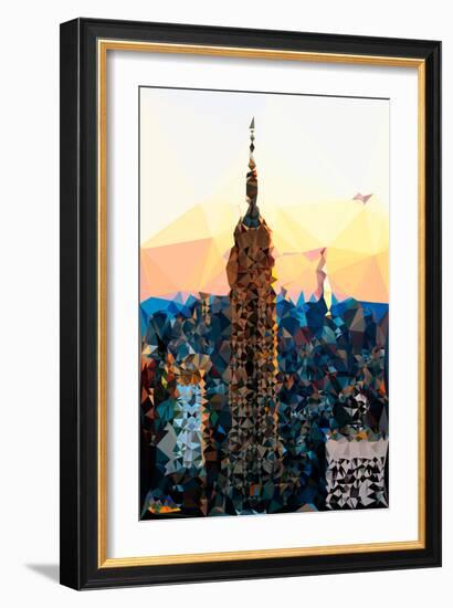 Low Poly New York Art - One World Trade Center Sunset-Philippe Hugonnard-Framed Art Print