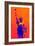 Low Poly New York Art - Orange Lady Liberty-Philippe Hugonnard-Framed Art Print