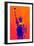 Low Poly New York Art - Orange Lady Liberty-Philippe Hugonnard-Framed Art Print