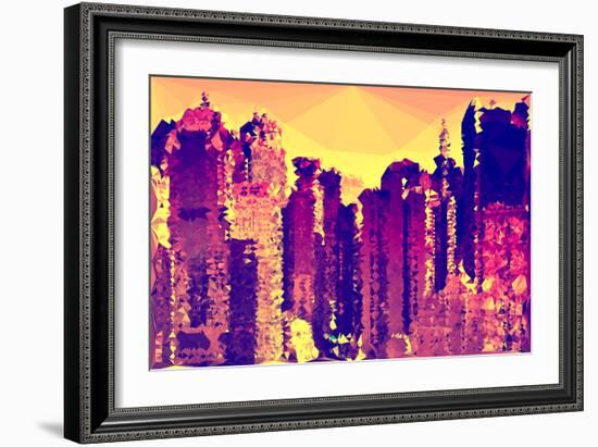 Low Poly New York Art - Orange Sunset Skyscrapers-Philippe Hugonnard-Framed Art Print