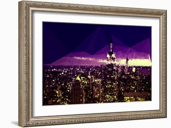 Low Poly New York Art - Purple Skyline at Night-Philippe Hugonnard-Framed Art Print