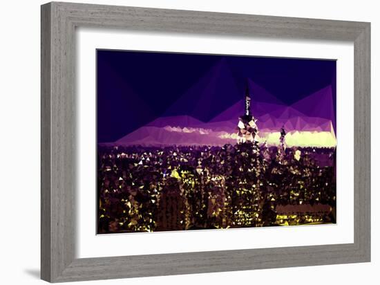 Low Poly New York Art - Purple Skyline at Night-Philippe Hugonnard-Framed Art Print