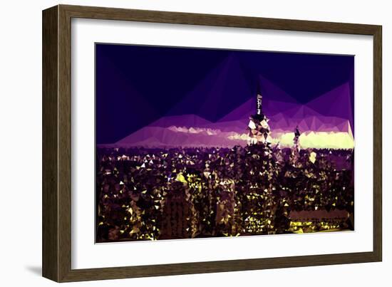 Low Poly New York Art - Purple Skyline at Night-Philippe Hugonnard-Framed Art Print