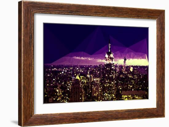 Low Poly New York Art - Purple Skyline at Night-Philippe Hugonnard-Framed Art Print