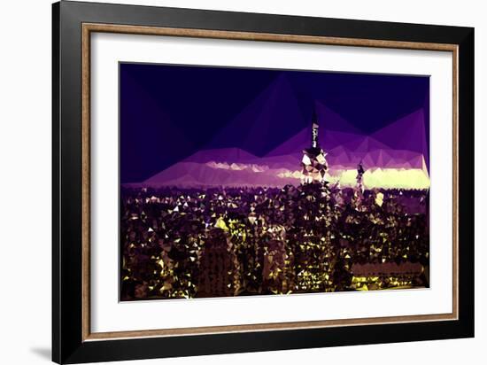 Low Poly New York Art - Purple Skyline at Night-Philippe Hugonnard-Framed Art Print