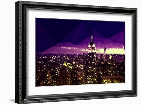 Low Poly New York Art - Purple Skyline at Night-Philippe Hugonnard-Framed Art Print