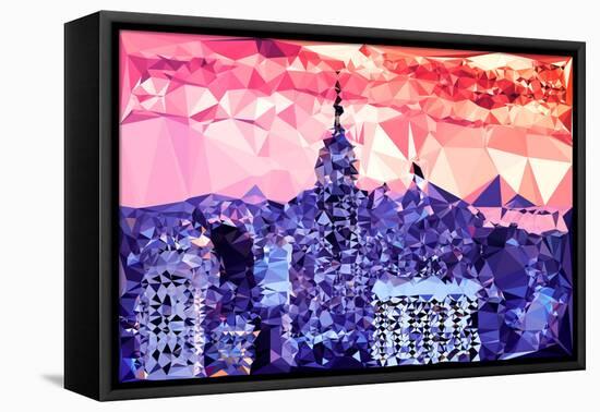 Low Poly New York Art - Purple Sunset-Philippe Hugonnard-Framed Stretched Canvas