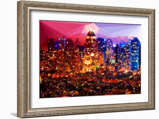 Low Poly New York Art - Rasberry Night-Philippe Hugonnard-Framed Art Print