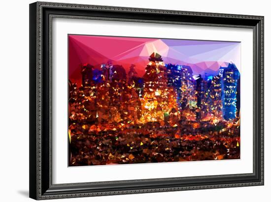 Low Poly New York Art - Rasberry Night-Philippe Hugonnard-Framed Art Print