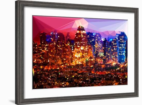 Low Poly New York Art - Rasberry Night-Philippe Hugonnard-Framed Art Print