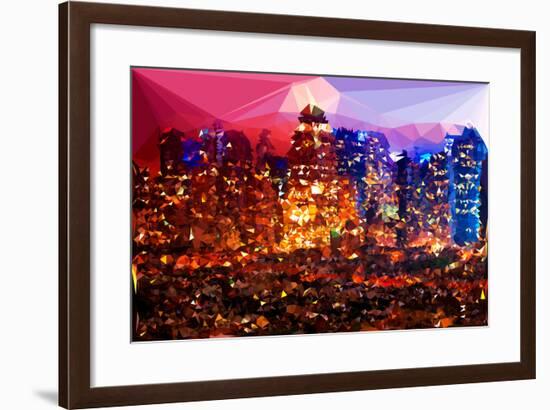 Low Poly New York Art - Rasberry Night-Philippe Hugonnard-Framed Art Print