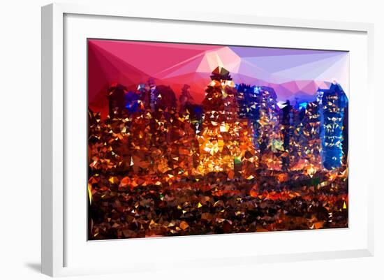 Low Poly New York Art - Rasberry Night-Philippe Hugonnard-Framed Art Print