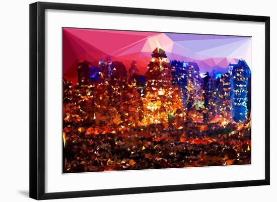 Low Poly New York Art - Rasberry Night-Philippe Hugonnard-Framed Art Print