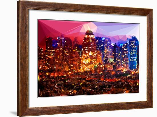 Low Poly New York Art - Rasberry Night-Philippe Hugonnard-Framed Art Print