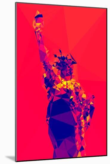 Low Poly New York Art - Red Lady Liberty-Philippe Hugonnard-Mounted Art Print