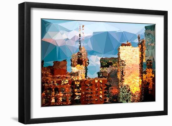 Low Poly New York Art - Reflection of the Sunset II-Philippe Hugonnard-Framed Art Print