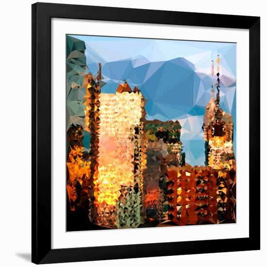 Low Poly New York Art - Reflection of the Sunset III-Philippe Hugonnard-Framed Art Print