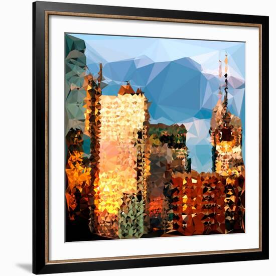 Low Poly New York Art - Reflection of the Sunset III-Philippe Hugonnard-Framed Art Print