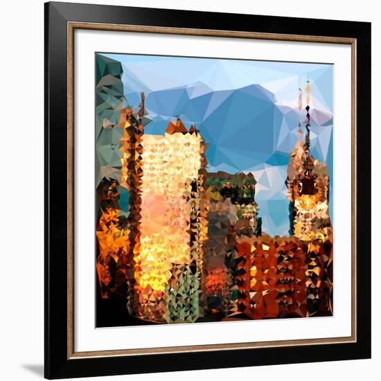 Low Poly New York Art - Reflection of the Sunset III-Philippe Hugonnard-Framed Art Print