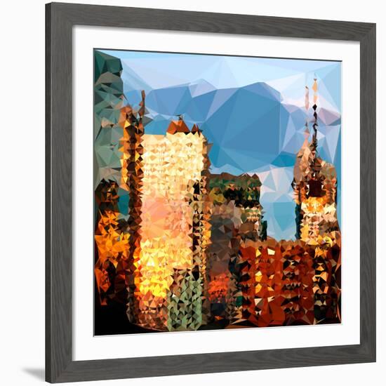 Low Poly New York Art - Reflection of the Sunset III-Philippe Hugonnard-Framed Art Print