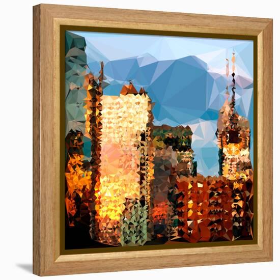 Low Poly New York Art - Reflection of the Sunset III-Philippe Hugonnard-Framed Stretched Canvas