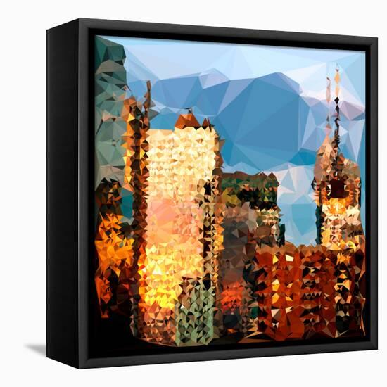 Low Poly New York Art - Reflection of the Sunset III-Philippe Hugonnard-Framed Stretched Canvas