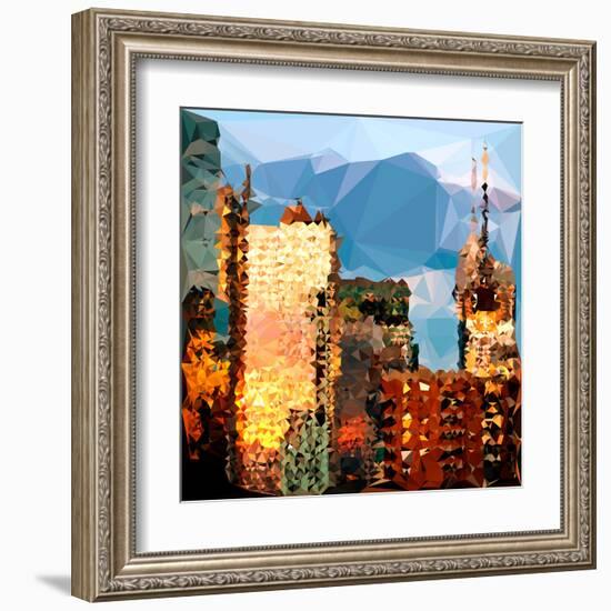 Low Poly New York Art - Reflection of the Sunset III-Philippe Hugonnard-Framed Art Print