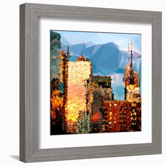 Low Poly New York Art - Reflection of the Sunset III-Philippe Hugonnard-Framed Art Print