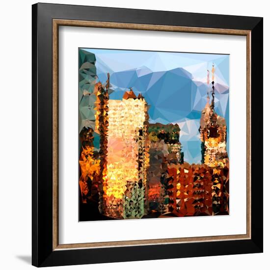 Low Poly New York Art - Reflection of the Sunset III-Philippe Hugonnard-Framed Art Print