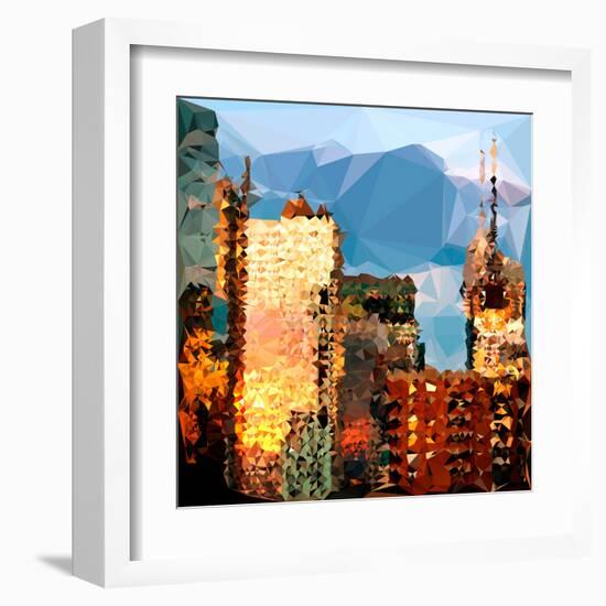 Low Poly New York Art - Reflection of the Sunset III-Philippe Hugonnard-Framed Art Print