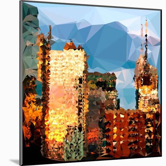 Low Poly New York Art - Reflection of the Sunset III-Philippe Hugonnard-Mounted Art Print