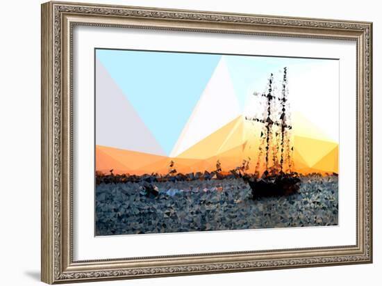 Low Poly New York Art - Sailing Yatch at Sunset-Philippe Hugonnard-Framed Art Print