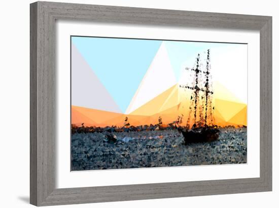 Low Poly New York Art - Sailing Yatch at Sunset-Philippe Hugonnard-Framed Art Print