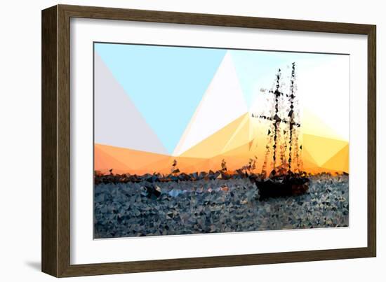 Low Poly New York Art - Sailing Yatch at Sunset-Philippe Hugonnard-Framed Art Print