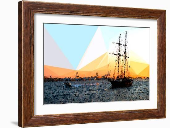 Low Poly New York Art - Sailing Yatch at Sunset-Philippe Hugonnard-Framed Art Print